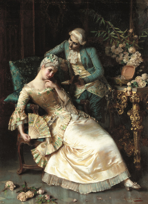 Suitor bearing gifts (oil on canvas)