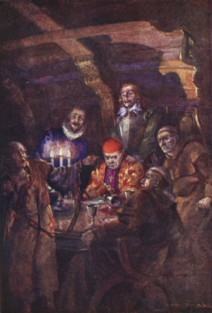Illustration for Westward Ho! by Charles Kingsley (colour litho)