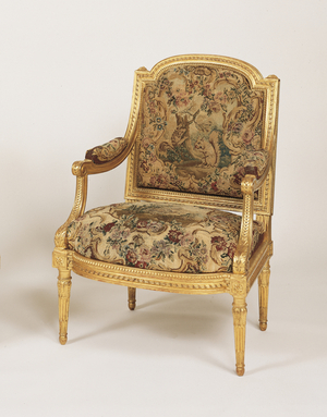 Armchair (gilded wood with tapestry)