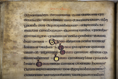 Decorated letters, from the Durham Gospels, c.700 (vellum)