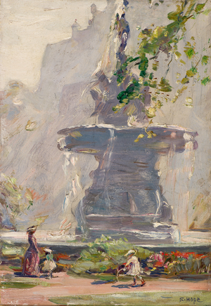 The Fountain, Princes Street Gardens, Edinburgh (oil on board)