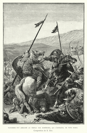 Tangrede Fut Arrache Au Trepas Par Bohemond, Qui L'Entraina De Vive Force (engraving)