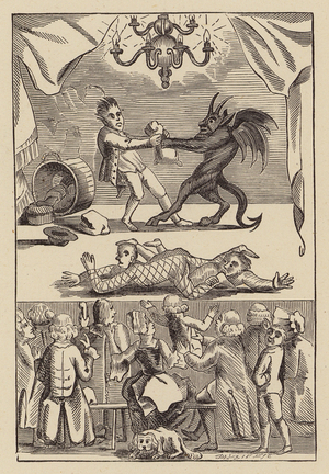 Scene in a Puppet Show, Pull Devil, Pull Baker (engraving)