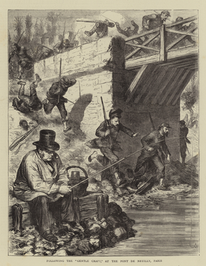 Following the "Gentle Craft," at the Pont de Neuilly, Paris (engraving)
