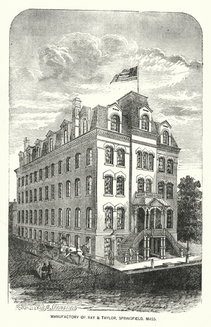 Manufactory of Ray and Taylor, Springfield, Massachusetts (engraving)