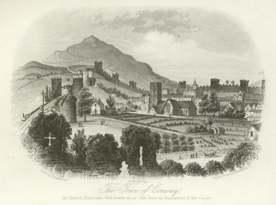 The town of Conwy, North Wales (engraving)