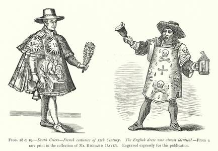 Death Criers, French costumes of 17th Century (engraving)