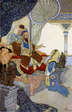 Fetnab and the Caliph (colour litho)