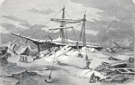 The 'Hansa' in distress, pub. London 1874 (woodcut)