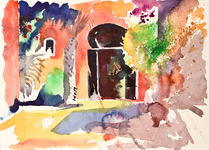 Court and door, 2016 (watercolour)