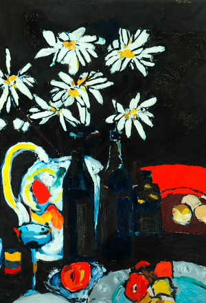 Still Life and White Marguerites, 1957 (oil on canvas)