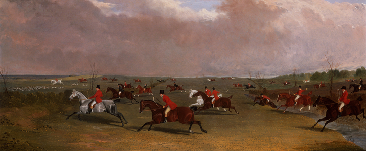 A Hunt in Full Cry (oil on canvas)