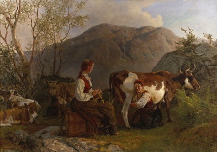 Dairymaids with cows, 1861 (oil on canvas)