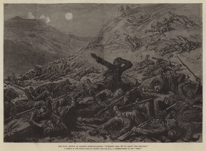 The War, Effect of Modern Breechloaders, "Turkish Loss, 800 in about Ten Minutes" (engraving)