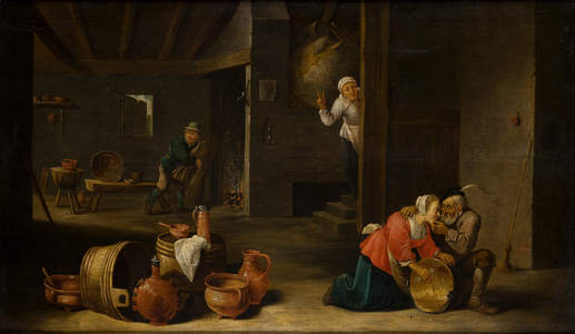 Unpleasant Surprise (Mismatched Couple) (oil on panel)