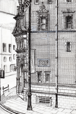 Palace Hotel, Oxford Street, Manchester, 2012 (ink on paper)
