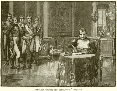 Napoleon signing his Abdication (engraving)