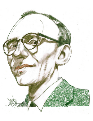 Maurice Blanchot, 2023 (digital coloured pencil drawing)