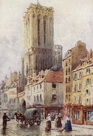 Caen, Church of St Jean (colour litho)