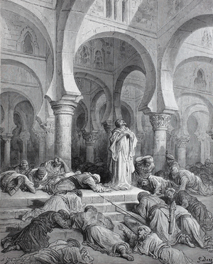 Jerusalem, First Crusade, 1098. Invocation of Mohammed in front of the Mosque