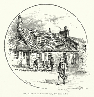 Mr Carnegie's Birthplace, Dunfermline (litho)