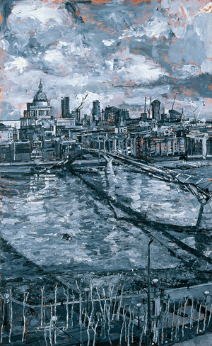 St Pauls from 7th floor, Tate Modern, 2007 (oil on board)
