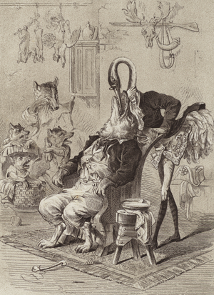 The Fables of Aesop: The Wolf and the Crane (litho)
