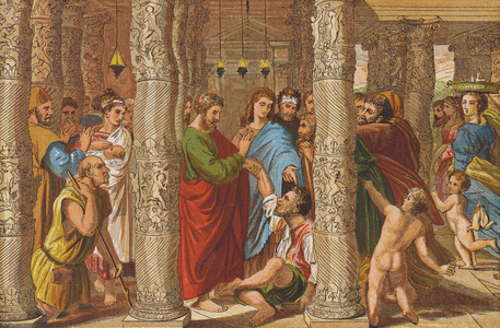 The Healing of the Lame Man (colour litho)