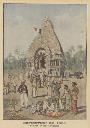 The Pavilion of French India at the Exposition Universelle of 1900 in Paris (colour litho)