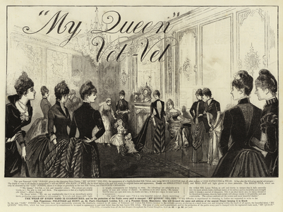 Advertisement, My Queen Vel-Vel (engraving)