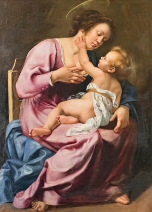 Madonna nursing baby Jesus, 1610-12,(painting)