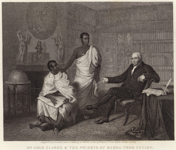 Dr Adam Clarke and the Priests of Budha from Ceylon (engraving)