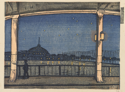 Yanagibashi Bridge, 1929 (colour woodblock print)