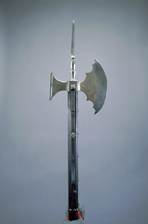 Pollaxe (mazzapicchio) with the Arms of the City of Venice, early 16th century (etched & gilded steel, brass & wood)
