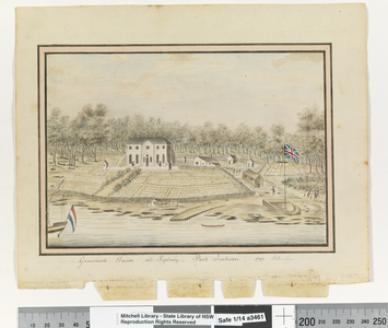 Opp. p. 225. `Governor's House at Sydney, Port Jackson 1791', c.1802 (w/c)