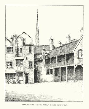 Yard of the "King's Arms," Hemel Hempstead (litho)