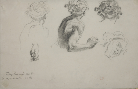 Sheet of Studies for the "Justice of Trajan", c.1840 (pencil on paper)