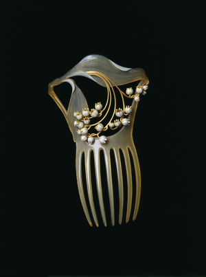 Hair Ornament, c.1900 (horn, enamel & gold) (see also 499658)