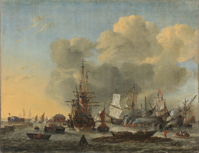 The Caulking of Ships at the Bothuisje, Amsterdam, 1650-1668 (oil on canvas)