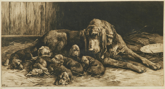 'The Happy Mother' (etching on vellum)
