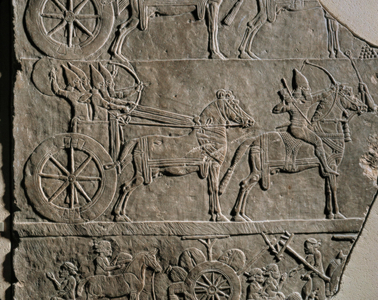 Assyrian war chariot with charioteer …