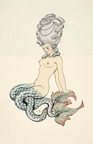 Mermaid, from 'Les Liaisons Dangereuses' by Pierre Chodlerlos de Laclos (1741-1803), pub. 1934  (pochoir print)