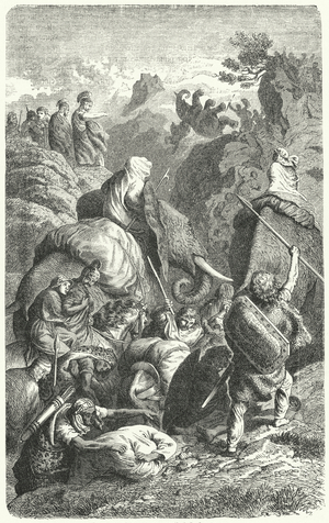 Hannibal's crossing of the Alps, 218 BC (engraving)