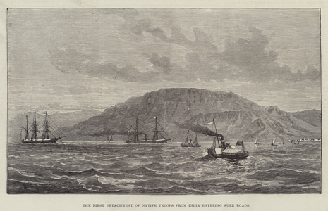 The First Detachment of Native Troops from India entering Suez Roads (engraving)