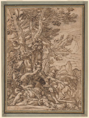 A Bacchanal, c.1700 (ink on paper)