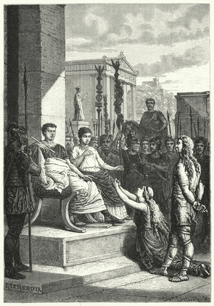 Germanic captives before the Roman Emperor (engraving)
