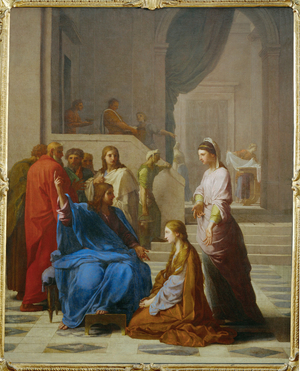 Jesus in the house of Martha and Mary (painting on canvas)