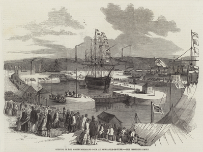 Opening of the Northumberland Dock at Newcastle-on-Tyne (engraving)