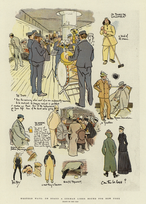 Western Ways, on Board a German Liner bound for New York (colour litho)