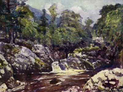 In the Lledr Valley (colour litho)